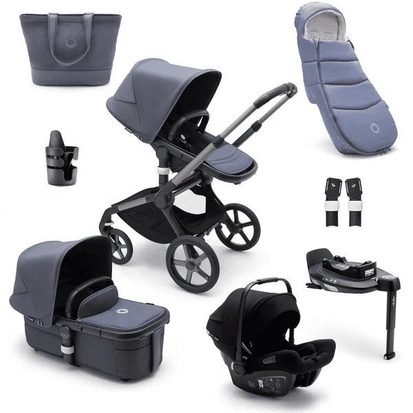 Bugaboo Passeggino Trio 3 In 1 Fox 5 Set Nascita, Grafite/blu Tempesta 1 Bugaboo Passeggino Trio 3 In 1 Fox 5 Set Nascita, Grafite/blu Tempesta