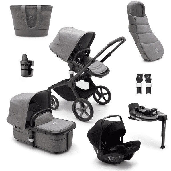 Bugaboo Passeggino Trio 3 In 1 Fox 5 Set Nascita, Nero/grigio Melange 1 Bugaboo Passeggino Trio 3 In 1 Fox 5 Set Nascita, Nero/grigio Melange