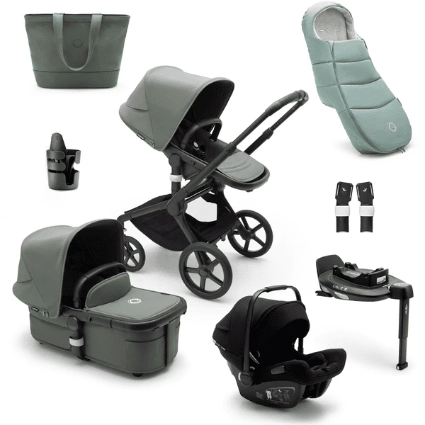 Bugaboo Passeggino Trio 3 In 1 Fox 5 Set Nascita, Nero/verde Foresta 1 Bugaboo Passeggino Trio 3 In 1 Fox 5 Set Nascita, Nero/verde Foresta