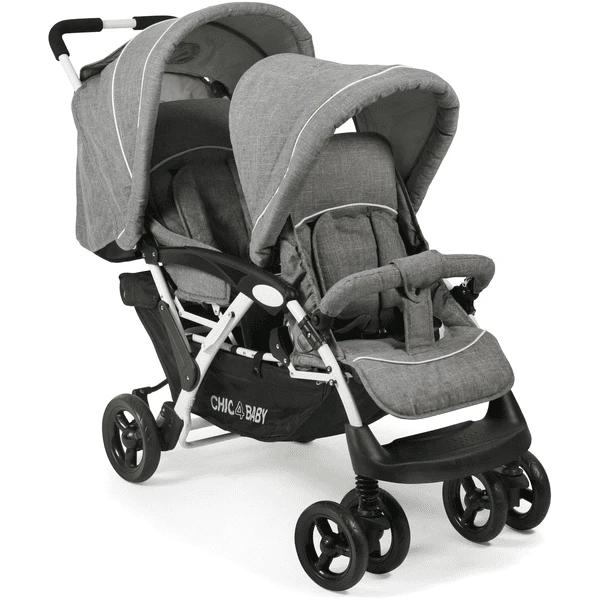 CHIC 4 BABY Passeggino Fratellare DUO Melange Grigio-bianco 2 CHIC 4 BABY Passeggino Fratellare DUO Melange Grigio-bianco - immagine 2