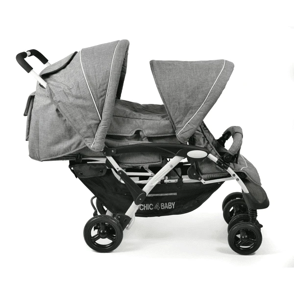 CHIC 4 BABY Passeggino Fratellare DUO Melange Grigio-bianco 3 CHIC 4 BABY Passeggino Fratellare DUO Melange Grigio-bianco - immagine 3