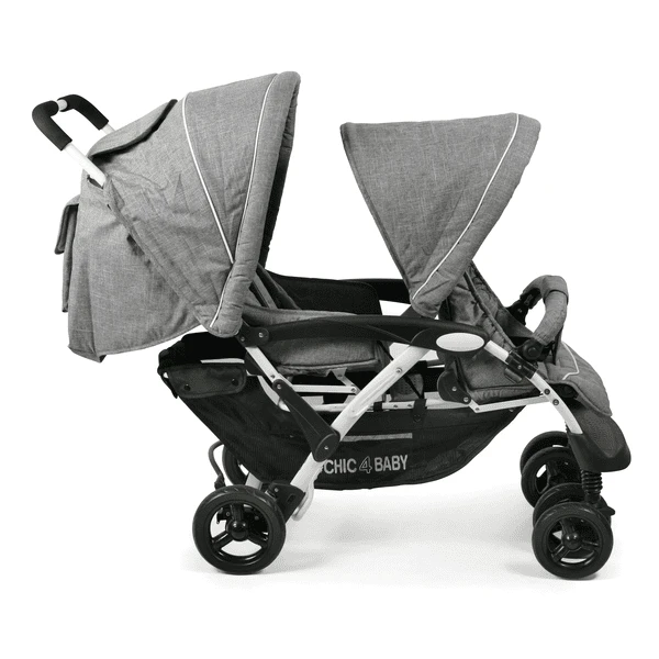 CHIC 4 BABY Passeggino Fratellare DUO Melange Grigio-bianco 4 CHIC 4 BABY Passeggino Fratellare DUO Melange Grigio-bianco - immagine 4