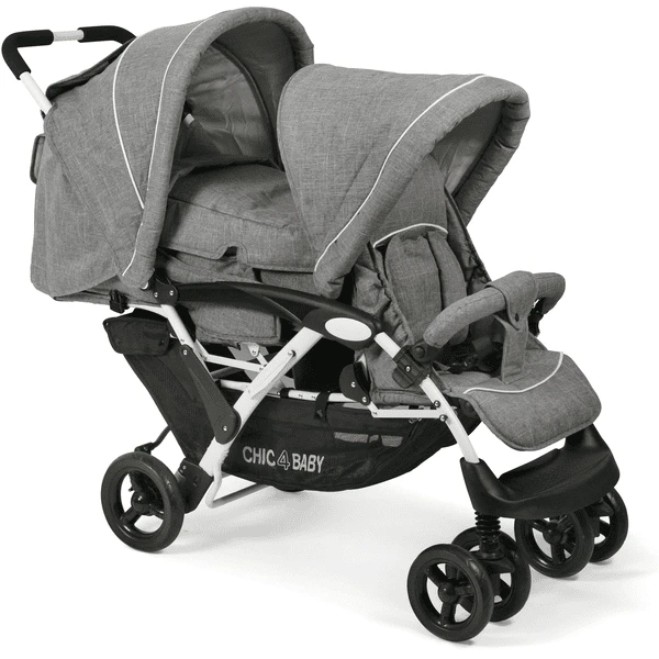 CHIC 4 BABY Passeggino Fratellare DUO Melange Grigio-bianco 1 CHIC 4 BABY Passeggino Fratellare DUO Melange Grigio-bianco