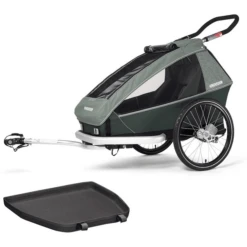 CROOZER Rimorchio Per Biciclette Per Bambini Kid Vaaya 1 Con Tappetino Protettivo Per I Piedi, Verde