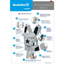 Hoppediz Marsupio Bondolino Plus Popeline One Size Grigio Stella -Baby Sconto hoppediz marsupio bondolino plus popeline one size grigio stella a272719 3