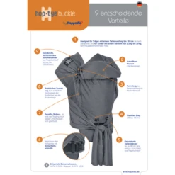 Hoppediz Marsupio Hop-Tye Buckle Jacquard Singapore Grey -Baby Sconto hoppediz marsupio hop tye buckle jacquard singapore grey a299652 2