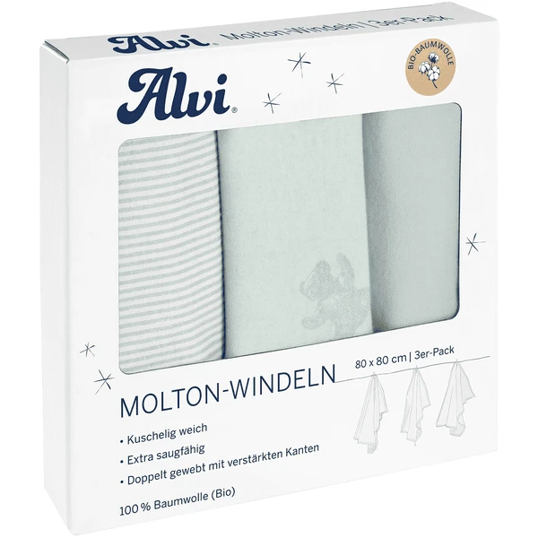 Alvi ® Molton Pannolini 3-pack Teddy 1961 80 X 80 Cm 1 Alvi ® Molton Pannolini 3-pack Teddy 1961 80 X 80 Cm