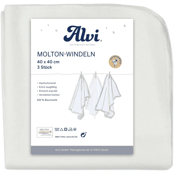 Alvi ® Molton Pannolini 3 Pezzi Bianco 40 X 40 Cm 1 Alvi ® Molton Pannolini 3 Pezzi Bianco 40 X 40 Cm