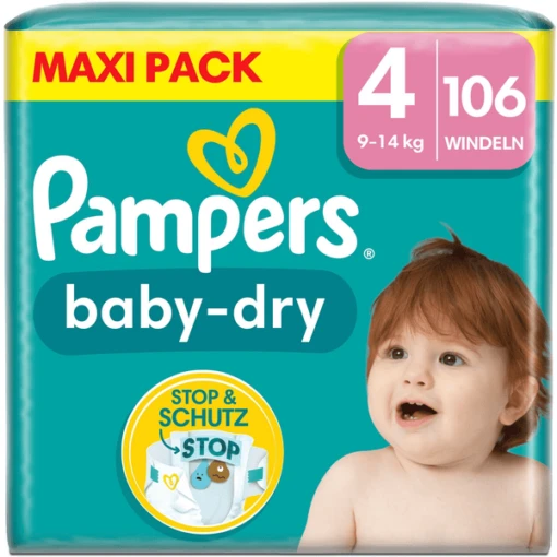 Pampers® Pampers Pannolini Baby-Dry, Taglia 4, 9-14 Kg, Confezione Maxi (1 X 106 Pannolini) -Baby Sconto pampers pannolini baby dry taglia 4 9 14 kg confezione maxi 1 x 106 pannolini a413053