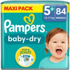 Pampers® Pampers Pannolini Baby-Dry, Taglia 5+, 12-17 Kg, Confezione Maxi (1 X 84 Pannolini)