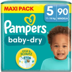 Pampers® Pampers Pannolini Baby-Dry, Taglia 5 Junior , 11-16 Kg, Confezione Maxi (1 X 90 Pannolini)