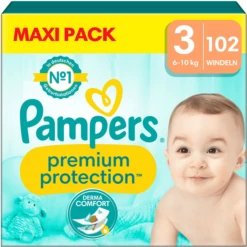 Pampers® Pampers Premium Protection , Taglia 3 Midi, 6-10 Kg, Confezione Maxi (1x 102 Pannolini)