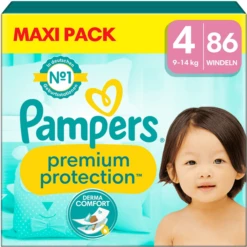 Pampers® Pampers Premium Protection , Taglia 4 Maxi, 9-14 Kg, Confezione Maxi (1x 86 Pannolini)