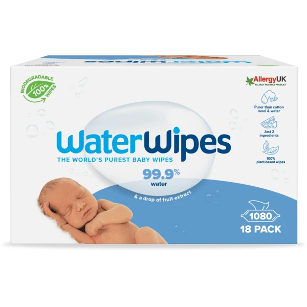 WaterWipes Salviette Per Bambini, Biodegradabili, 1080 Salviette (18 X 60 Pz) 1 WaterWipes Salviette Per Bambini, Biodegradabili, 1080 Salviette (18 X 60 Pz)